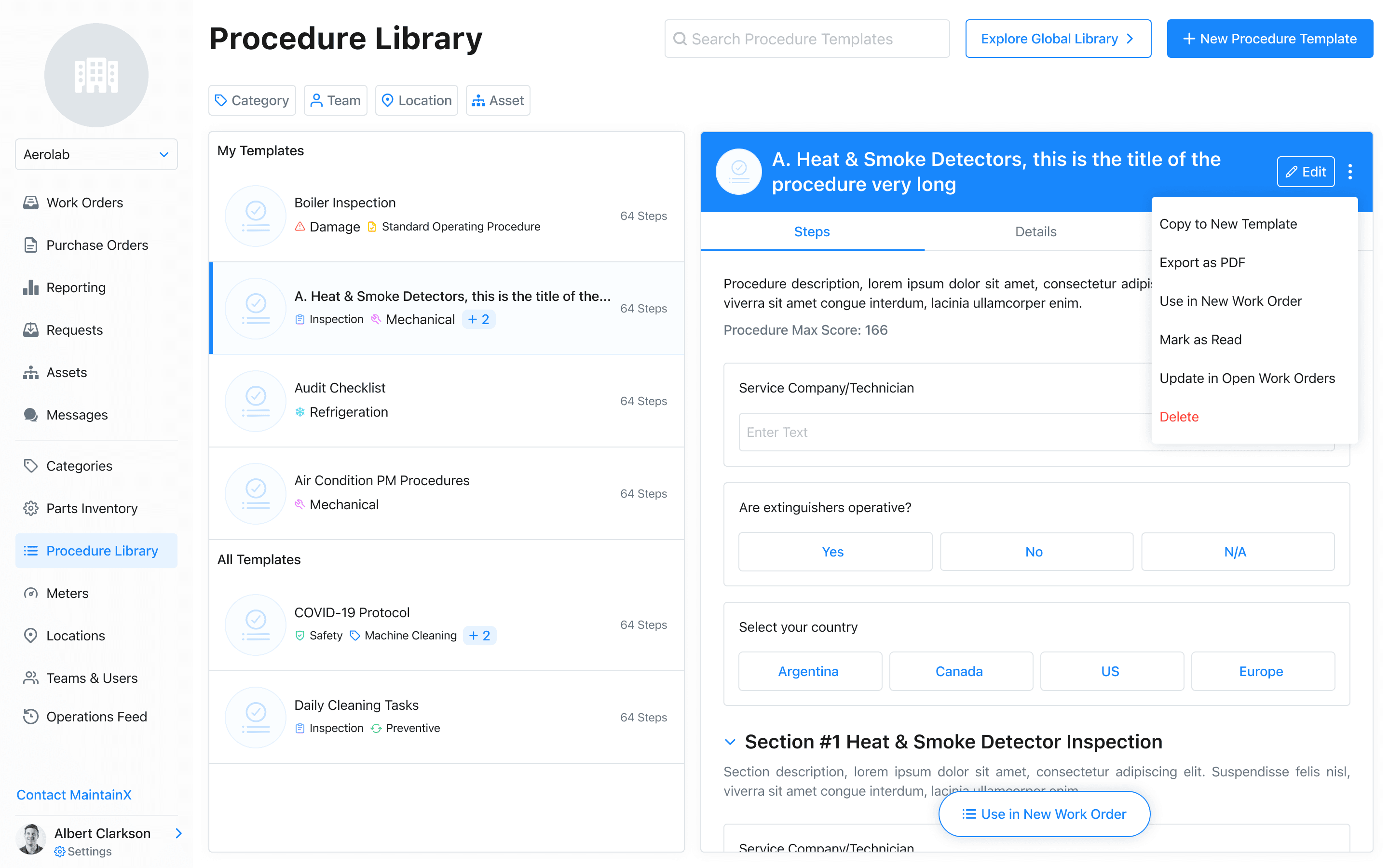 The Procedure Library with an Explore Global Library option