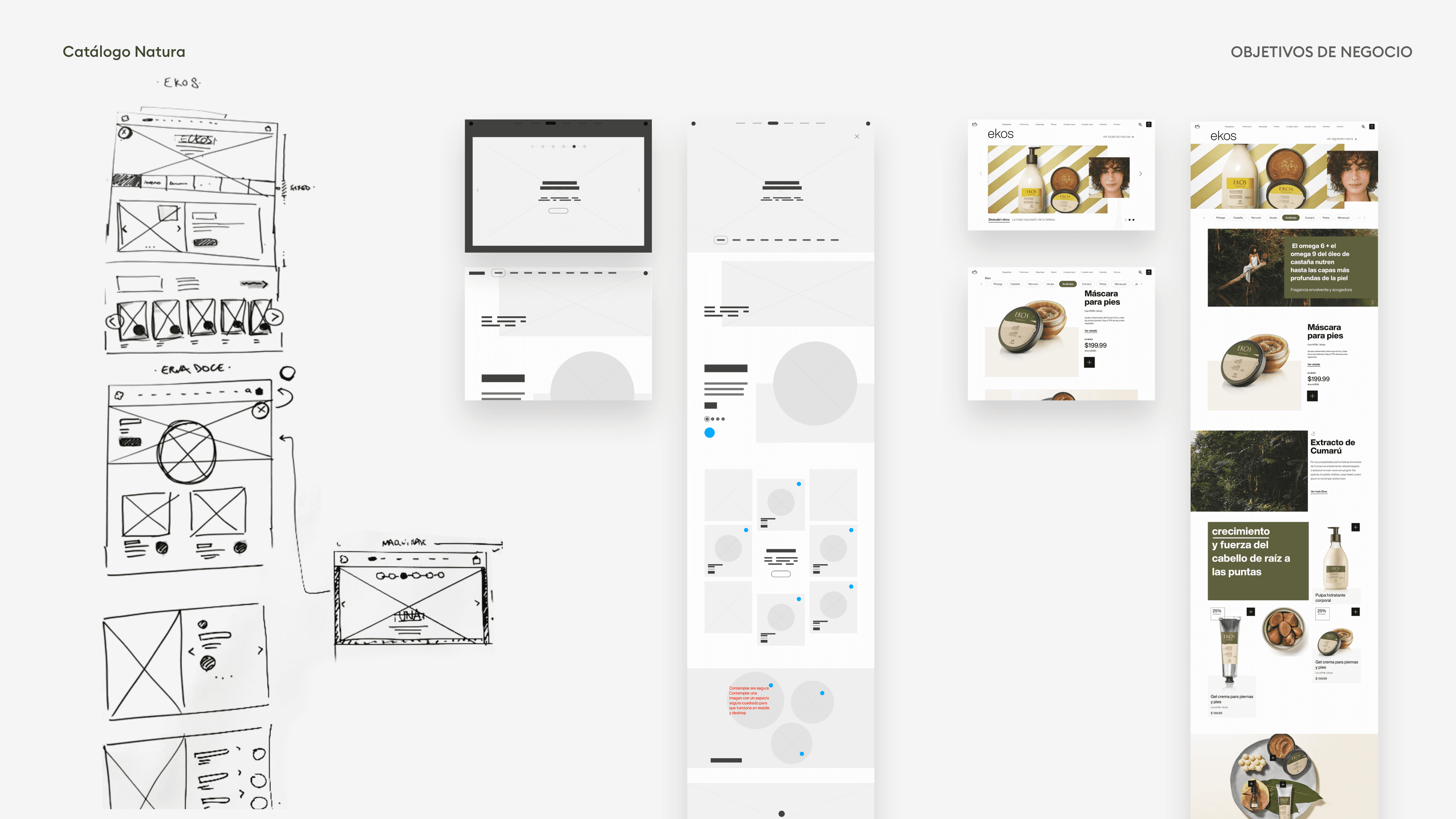 Ekos page from sketch to wireframe to final
